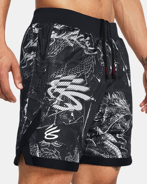 Men's Curry x Bruce Lee Lunar New Year 'Future Dragon' Mesh Shorts in Black image number 3